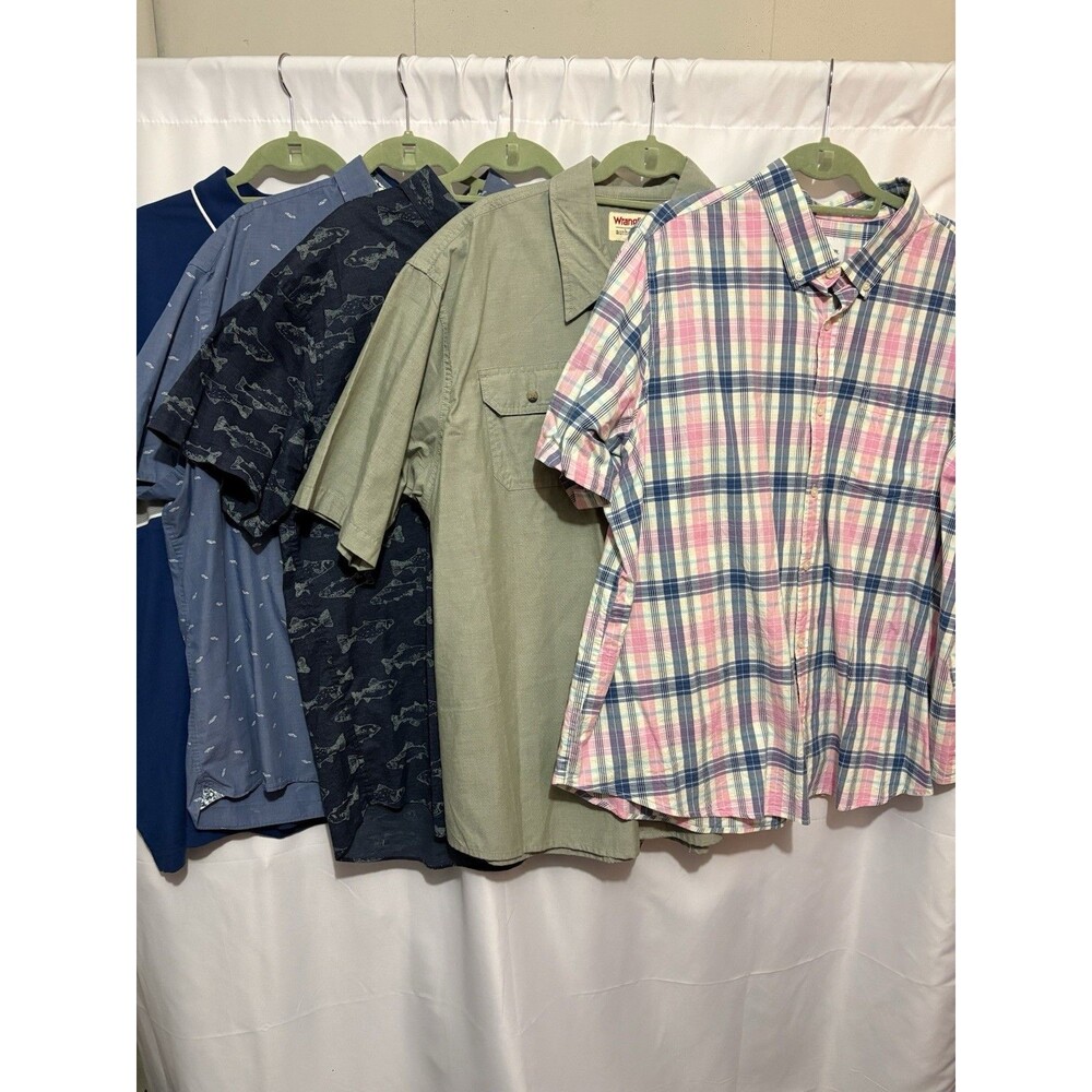 Mens 2XL S/S Shirt Lot Button Up Polo Casual Travel Island Modern Bundle